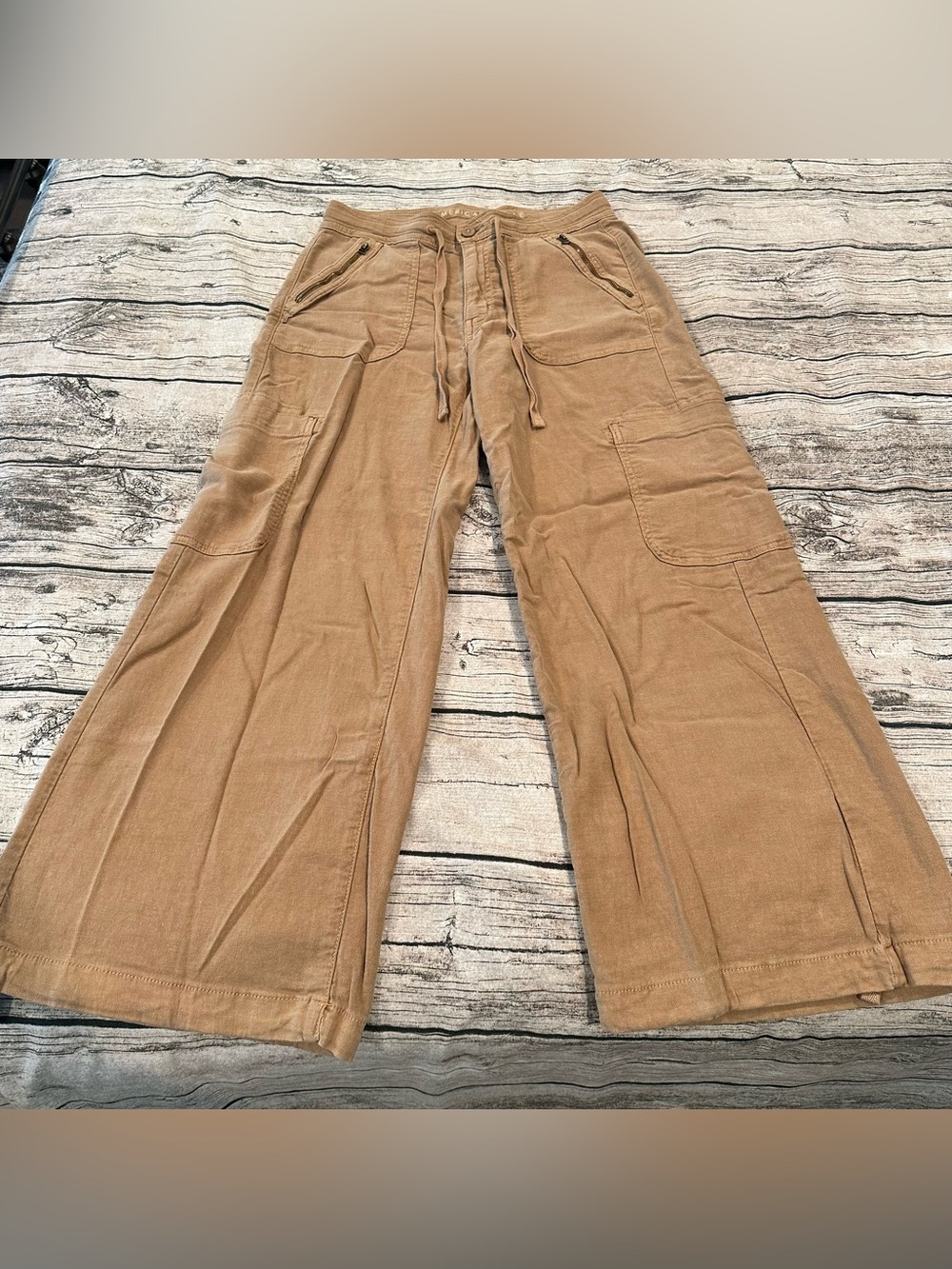 American Eagle Linen Blend Dreamy Drape Baggy Wide Leg Drawstring Pants Size 6